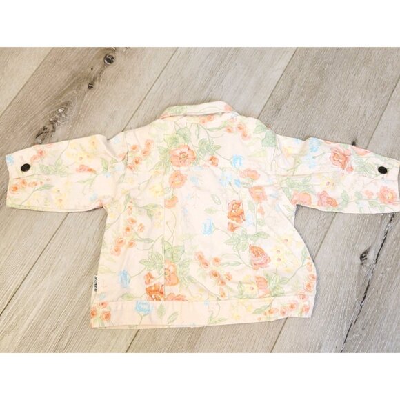 Girls Infant Toddler Oshkosh Peach Floral Denim Jacket Sz 12mos - Picture 4 of 5